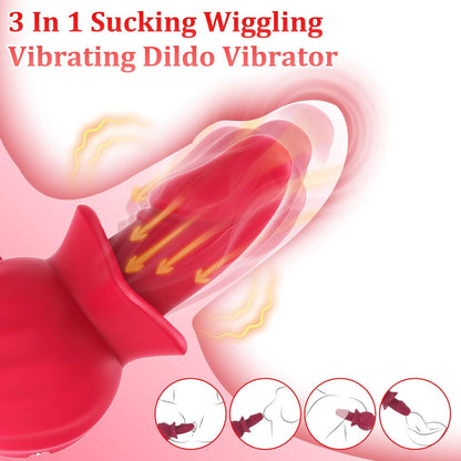 Buŝaj Vibriloj por Ina Klitora Vagina Anusa Seksa Stimulilo kun 3 Suĉaj 10 Movaj kaj Vibraj Reĝimoj 