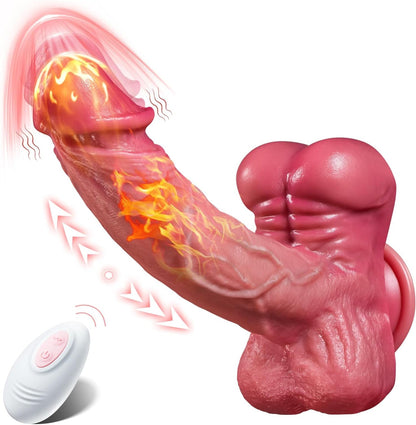 Vibrador realista 5 en 1 con control inalámbrico y rotación de empuje muscular con ventosa