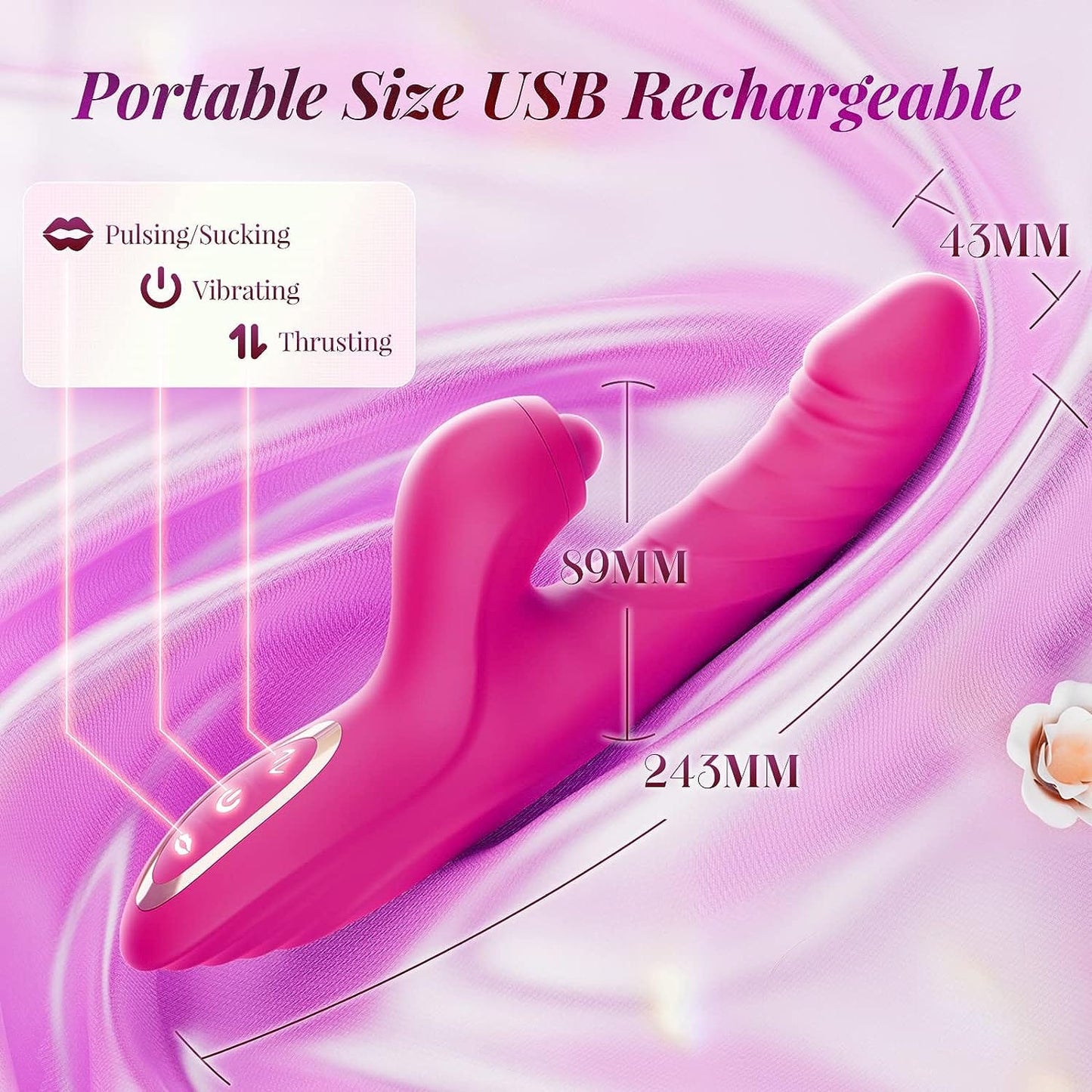 Puŝanta Dildo Kunikla Vibrilo G-punkta Vibrilo por Virinoj