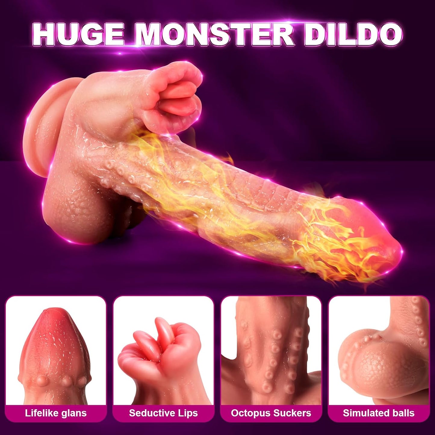 Vibrador consolador giratorio con empuje y control remoto Snake Warrior de 9.5 pulgadas
