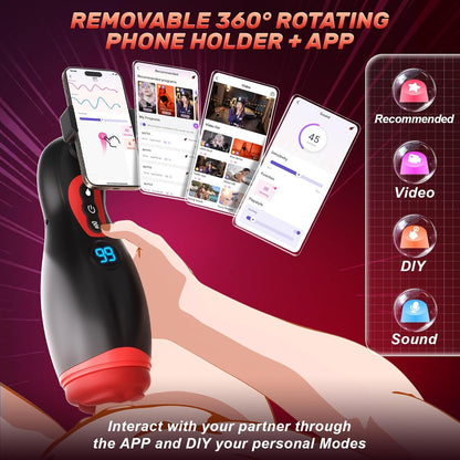 Nebula 9 Sucking Vibration Heating Male Stroker with Phone Holder