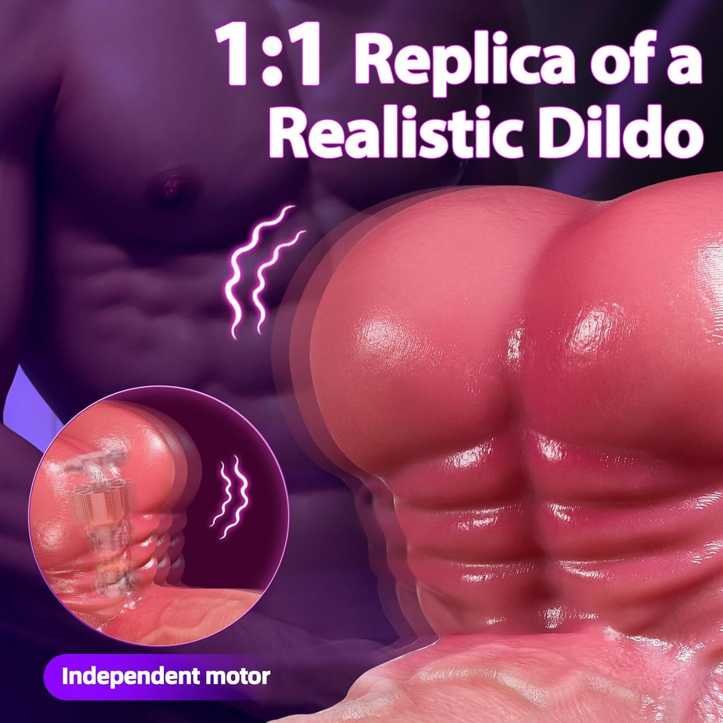 Vibrador realista 5 en 1 con control inalámbrico y rotación de empuje muscular con ventosa