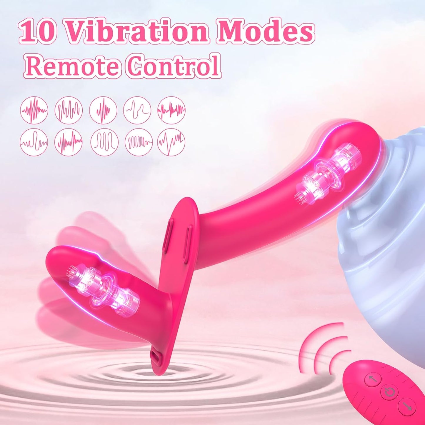 Consolador vibrador con correa para lesbianas, consolador de doble extremo con control remoto 