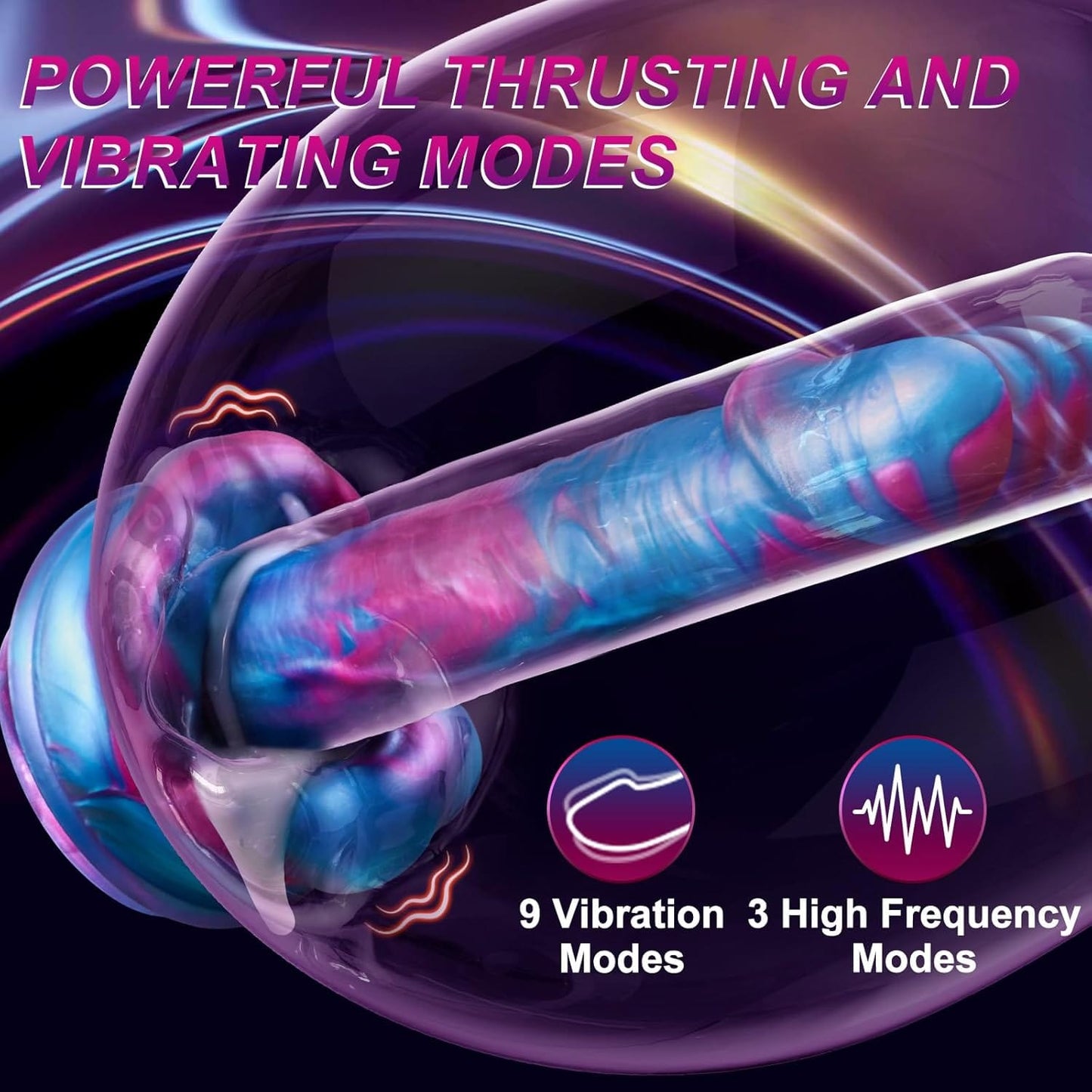 Vibrador consolador Big Mouth Fantasy de 23 cm con 3 modos de empuje y 7 de vibración y calor