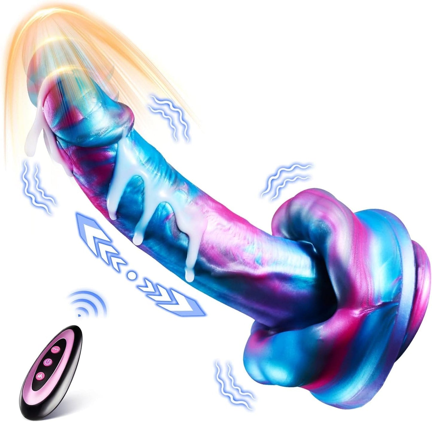 Vibrador consolador Big Mouth Fantasy de 23 cm con 3 modos de empuje y 7 de vibración y calor