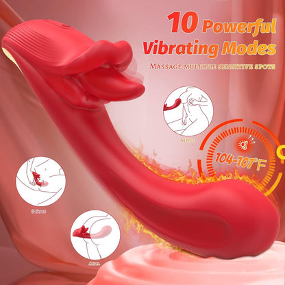 Angel Kiss 4 en 1 Rotacianta Lango-Leka Vibranta G-Punkta Dildo-Vibrilo