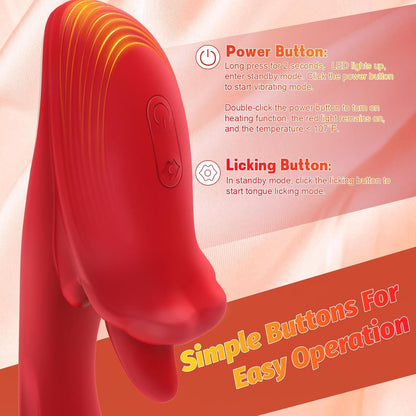 Angel Kiss 4 en 1 Rotacianta Lango-Leka Vibranta G-Punkta Dildo-Vibrilo