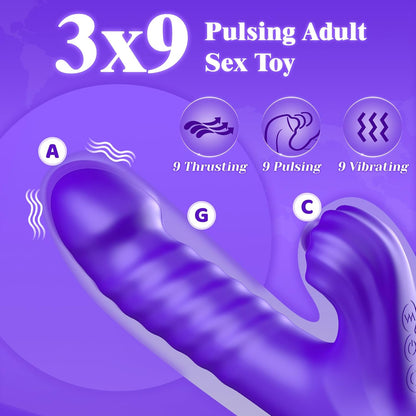 APP-kontrolita 9 Pulsanta Puŝa Kunikla G-Punkta Vibrilo