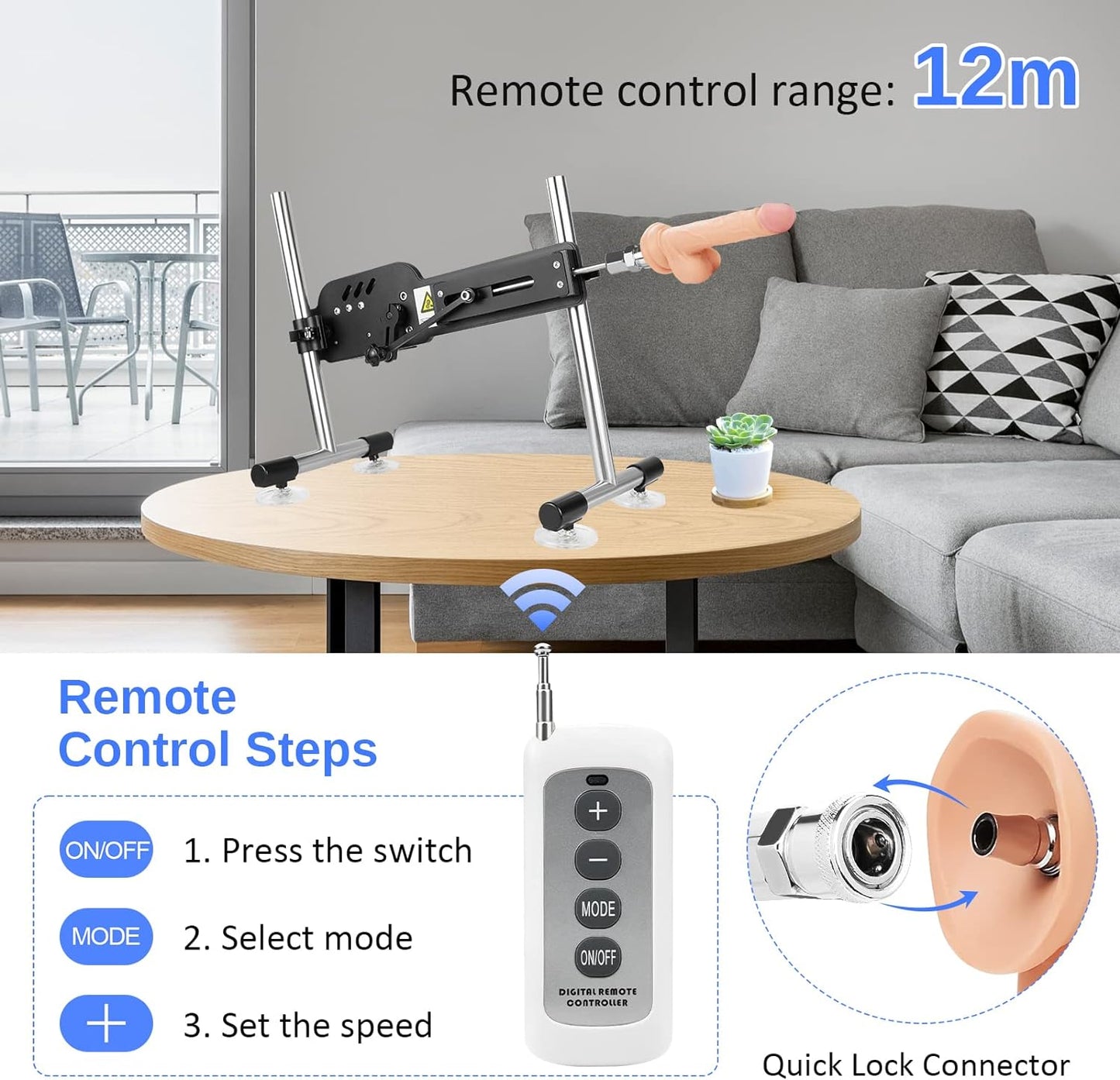 Máquina automática de penetración sexual con control remoto por aplicación