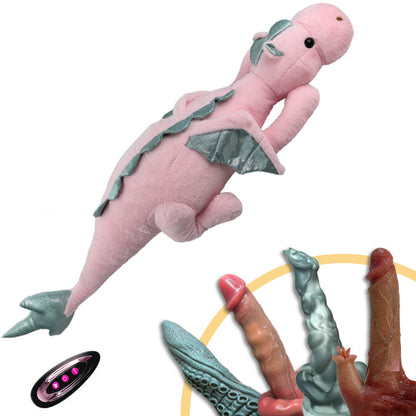 Máquina de consolador de peluche, juguete sexual con control remoto para lamer y empujar.
