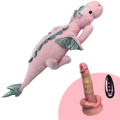 Máquina de consolador de peluche, juguete sexual con control remoto para lamer y empujar.