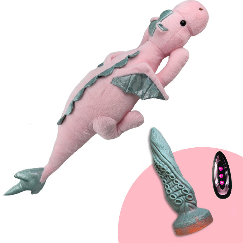 Máquina de consolador de peluche, juguete sexual con control remoto para lamer y empujar.
