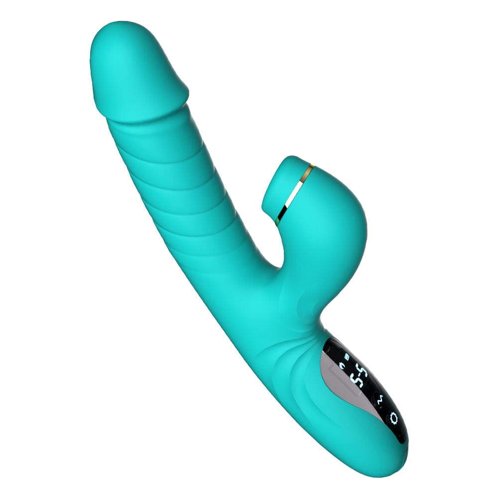 Vibrador femenino de 5 frecuencias con succión, estiramiento y calentamiento