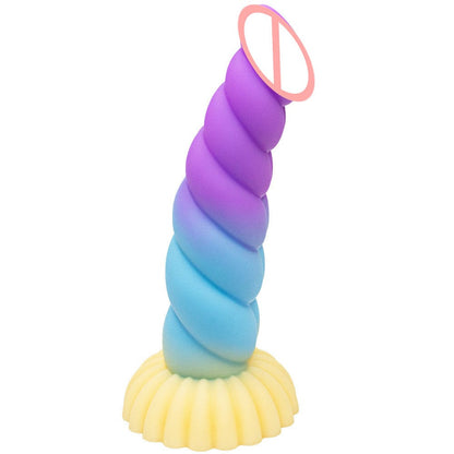 Consolador vibrador trenzado colorido de silicona líquida con tapón anal 