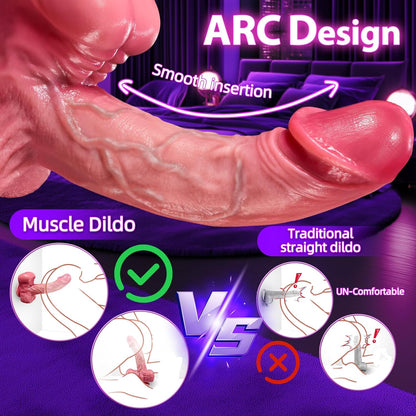 Vibrador realista 5 en 1 con control inalámbrico y rotación de empuje muscular con ventosa