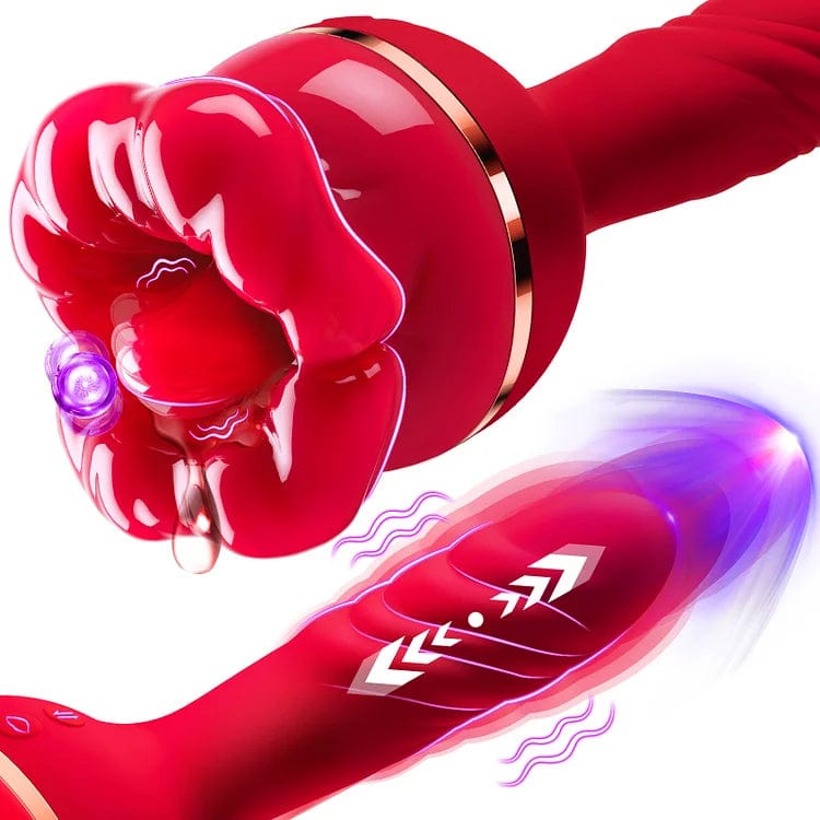 Vibrador con succión y lamido de lengua de rosa, estimulador de vibración del punto G