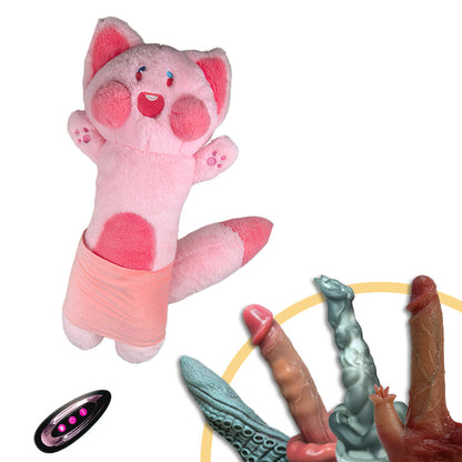 Máquina de consolador de peluche, juguete sexual con control remoto para lamer y empujar.
