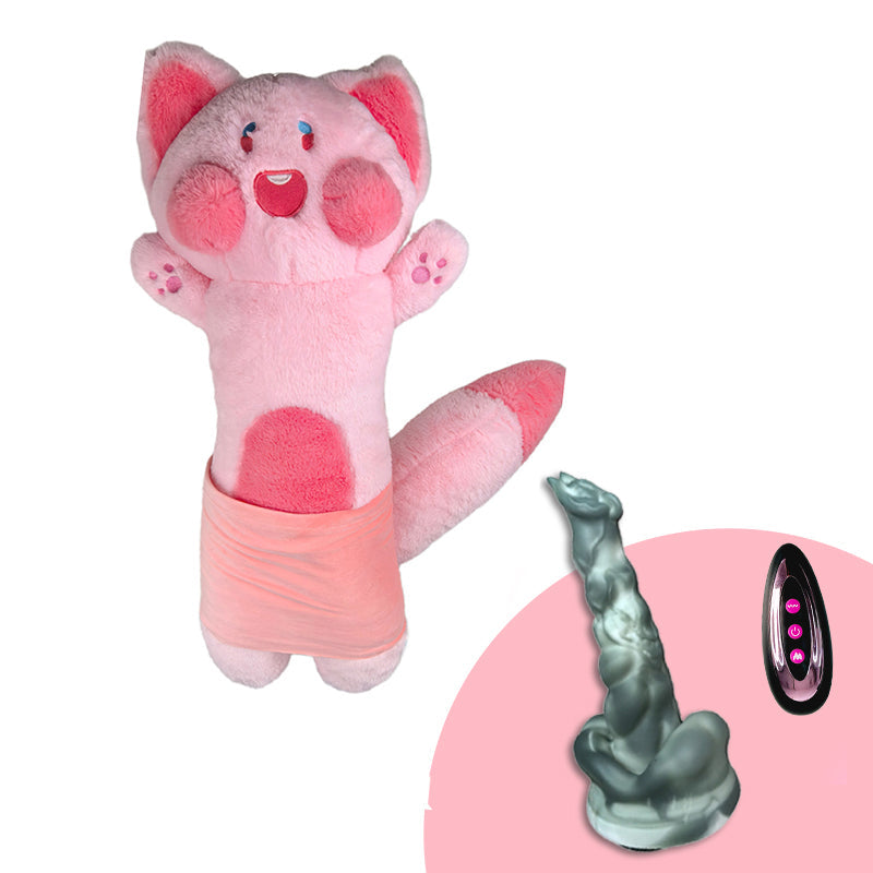 Máquina de consolador de peluche, juguete sexual con control remoto para lamer y empujar.