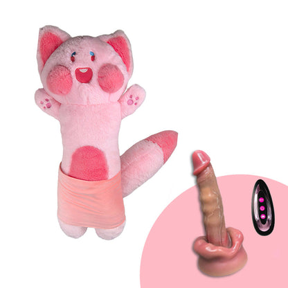 Máquina de consolador de peluche, juguete sexual con control remoto para lamer y empujar.