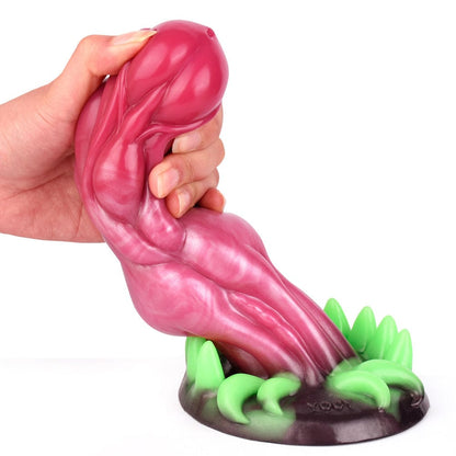 Diente de lobo realista y surrealista, consolador luminoso de silicona con ventosa.