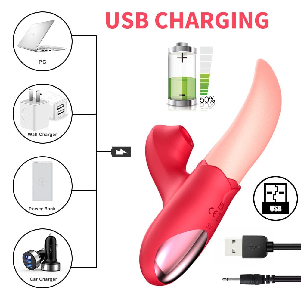 Rose Generation II Langoleka Vibrilo Klitora Suĉado G-Punto Stimulilo Cico-Masaĝilo 