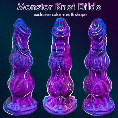 Consolador monstruo de fantasía de 9,6 pulgadas con forma de caballo, dos nudos grandes y ventosa potente.