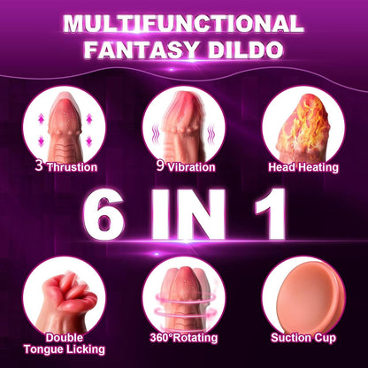 Vibrador consolador giratorio con empuje y control remoto Snake Warrior de 9.5 pulgadas