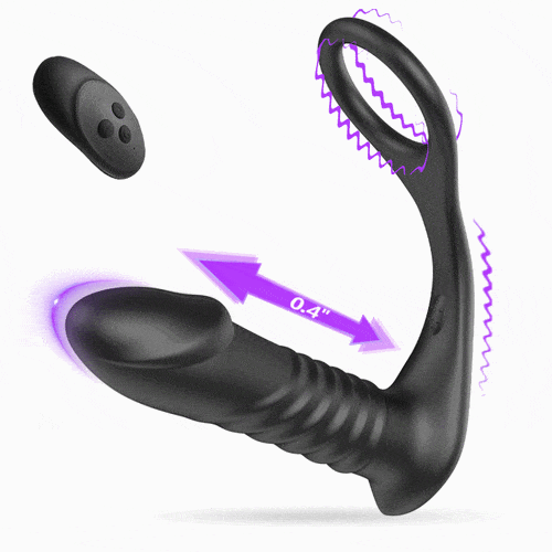 Anillo vibrador anal de silicona con control remoto y 10 vibraciones emocionantes, 3 empujes 