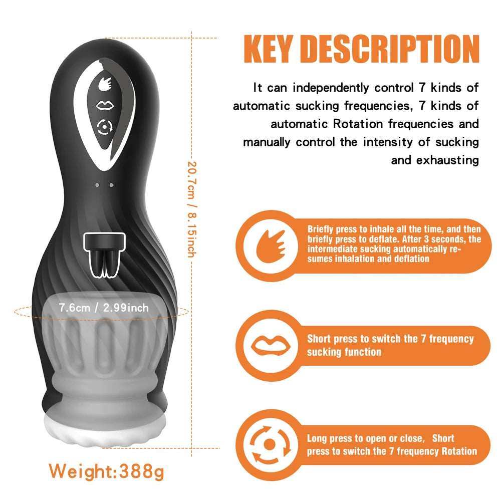 Dragon Suction Rotating Trainer Male Masturbators Oral Vaginal Penis Vibrator