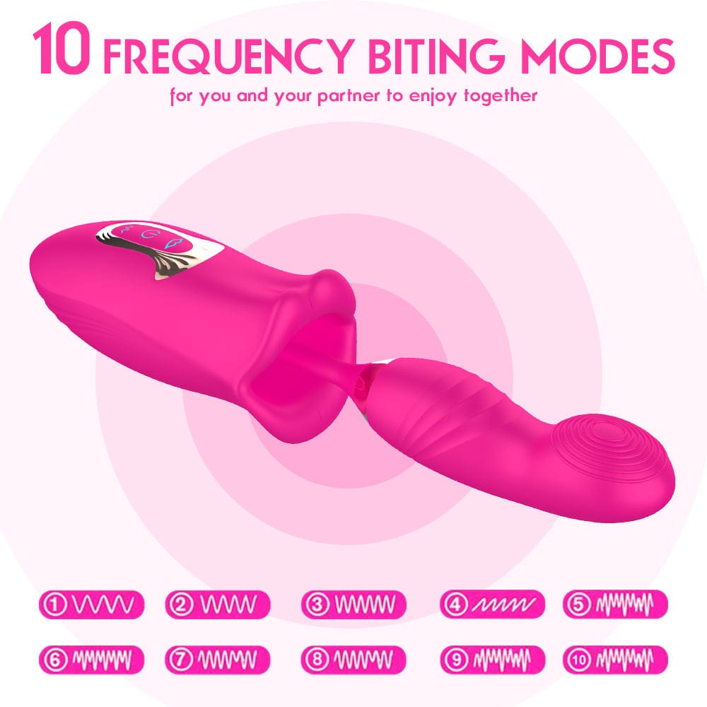 Vibrilo Rose Muncher Bite, G-punkta klitora stimulilo, vaginsuĉa masturbatoro 