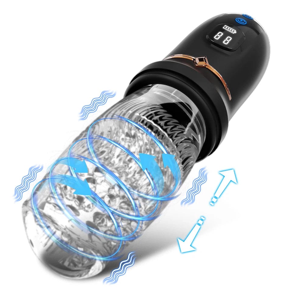 Masturbador masculino con ventosa giratoria y pistón eléctrico automático Gawk Gawk 9000 LED 