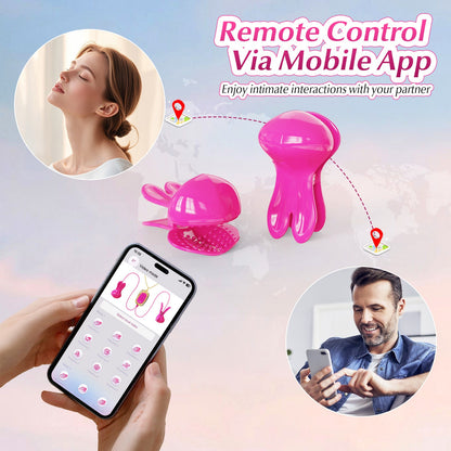 Rabbit Neck-hanging Nipple Clamps Vibrator With APP Control For Couple