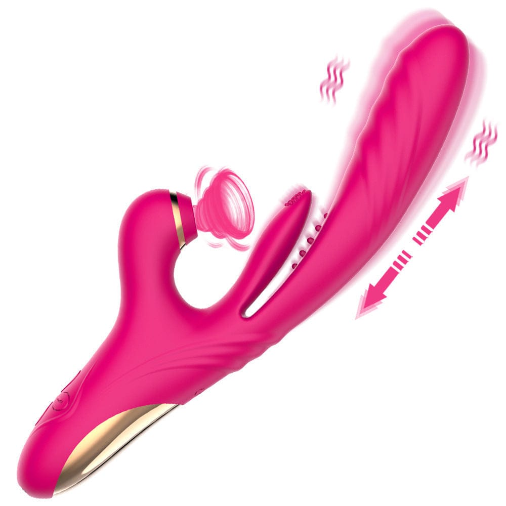 Vibrador femenino de 7 frecuencias con pulsación y succión 