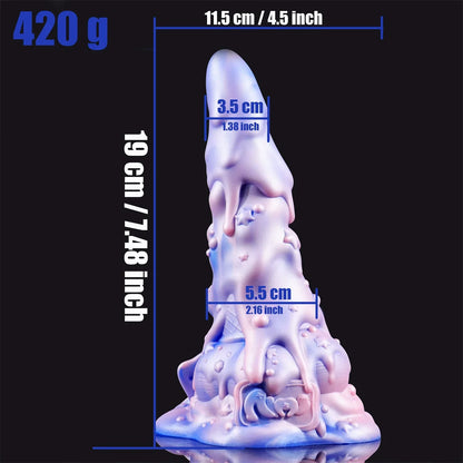 AIMITEX 7,48-cola Ĉielarka Glaciaĵo Likva Silikona Fantazia Dildo Masturbada Masaĝilo