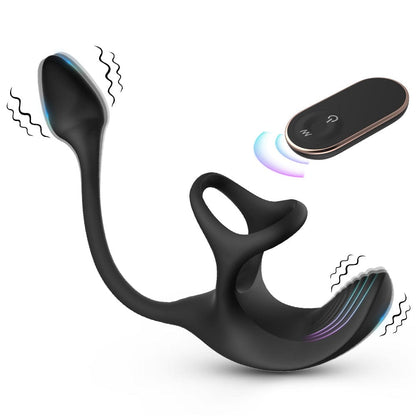3 In 1 Spherical Vibrating Anal Plug Testicles Stimulator With cock Ring