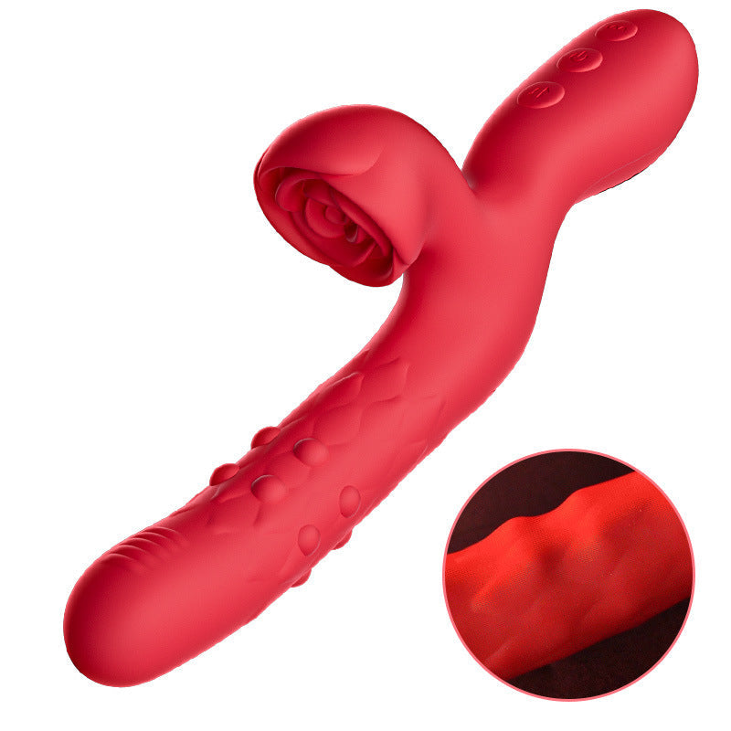 Rose 7 Puŝanta Skuanta Klitora Stimulilo G-punkta Vibrilo