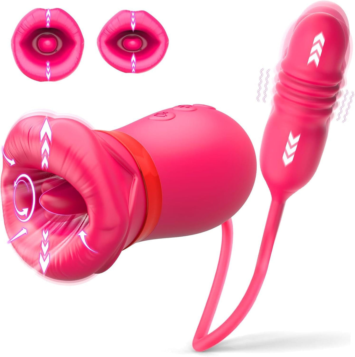 Vibrador Big Mouth 5 en 1 con succión bucal que estimula el clítoris y el punto G