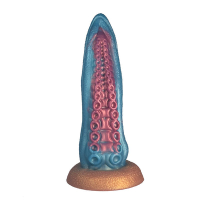 Consolador de fantasía con dilatador anal de silicona con tentáculo de pulpo azul océano