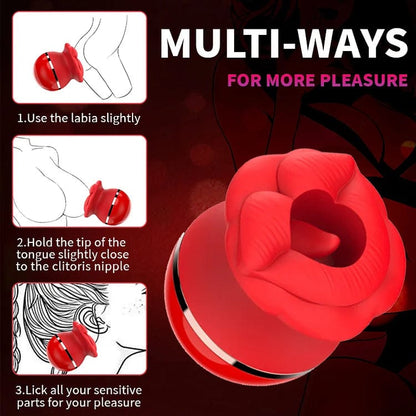 Rose Lip Suction Tongue Licking Massager Clitoral Stimulator