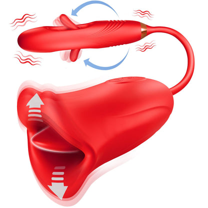 Vibrilo Rose Muncher por Lipoj kaj Lango kun Frapeta Vibrilo 