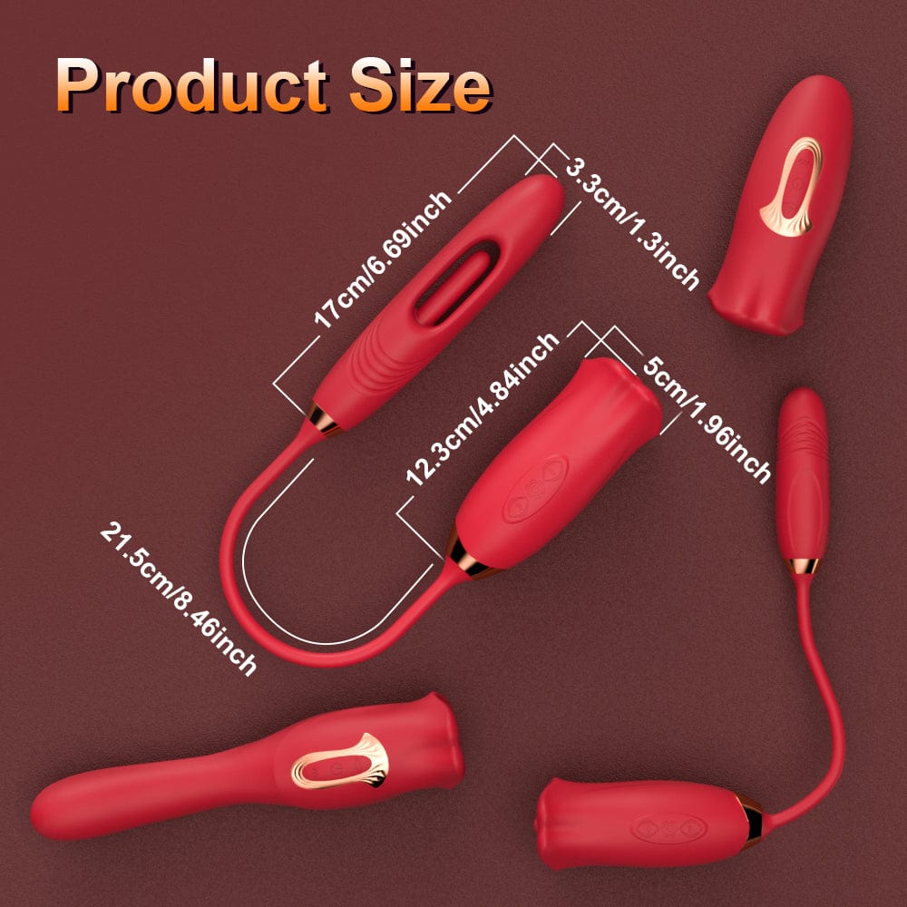 Vibrilo Rose Muncher por Lipoj kaj Lango kun Frapeta Vibrilo 