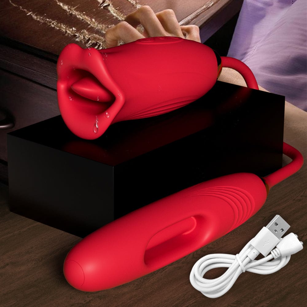 Vibrilo Rose Muncher por Lipoj kaj Lango kun Frapeta Vibrilo 