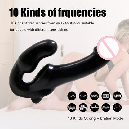 10-Frekvenca Vibranta Teleregilo Duobla Fina Portebla Dildo 