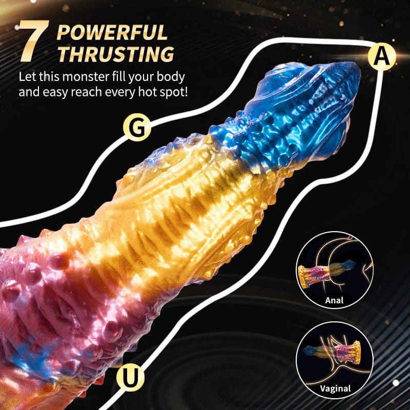 Consolador vibrador telescópico eléctrico Golden Phoenix colorido con control remoto