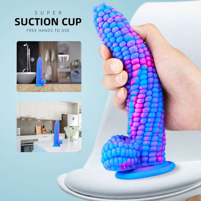 Consolador de silicona de maíz con forma de pene enorme 