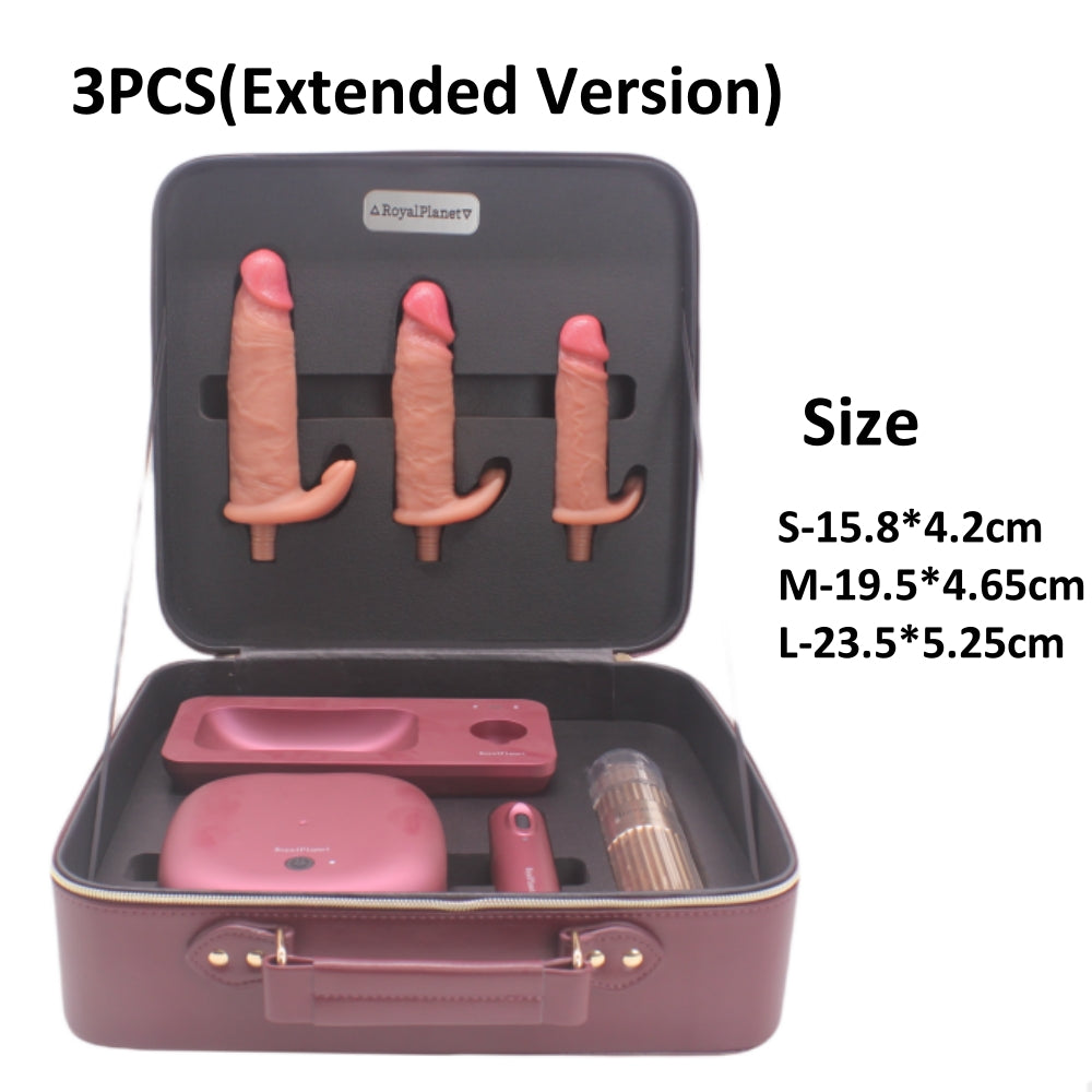 Aŭtomata Puŝanta Vibrada Dildo Seksa Maŝino Aro Kun Stokado-Skatolo