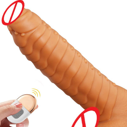 Consolador telescópico de silicona realista con pene falso grande y vibrador 