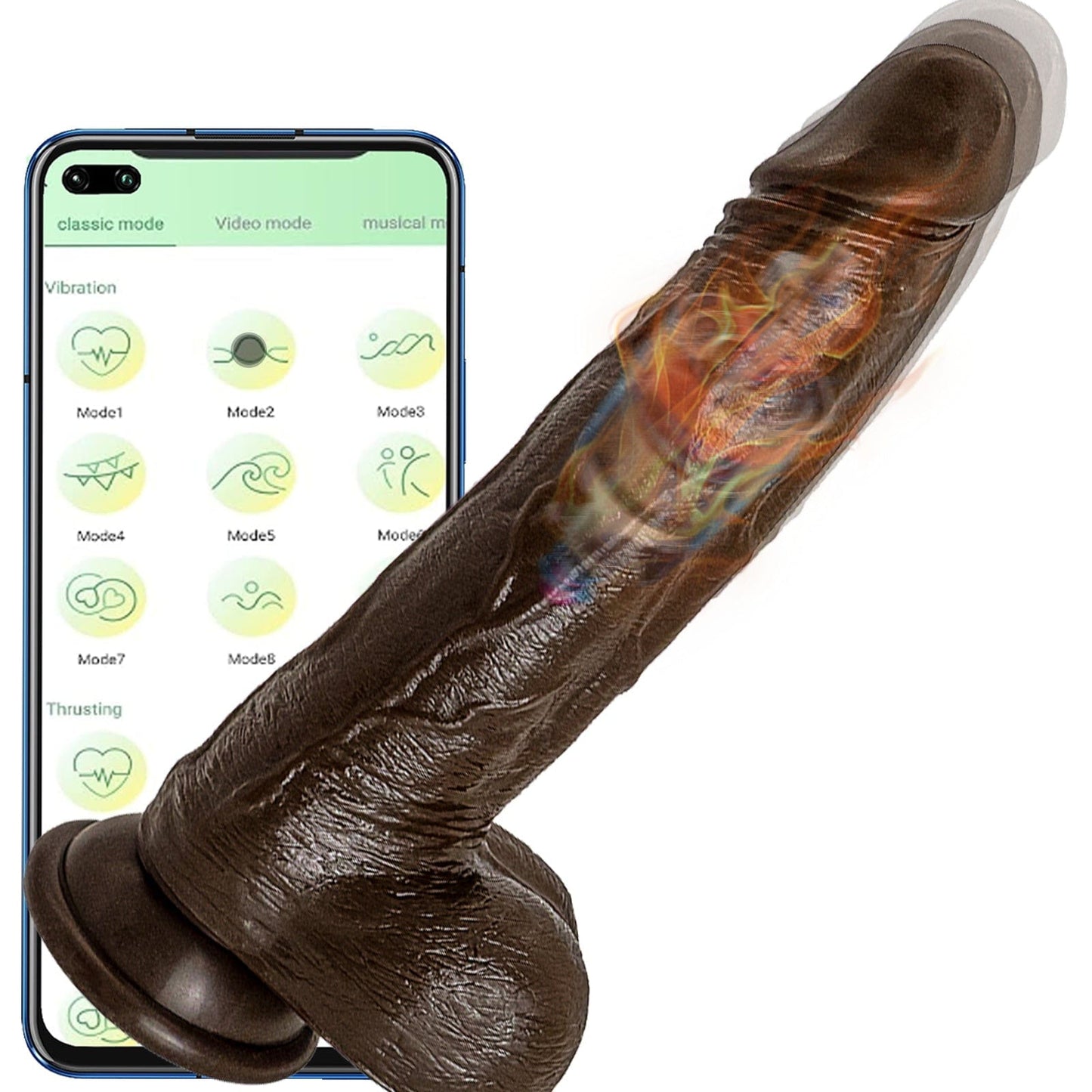 8,6-cola vibranta puŝa svingo dildo dika longa vivsimila kun teleregilo