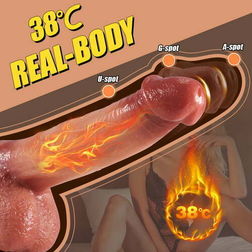 9 Vibranta 3 Puŝa kaj Svinga Inteligenta Hejtado Realisma Dildo-Vibrilo 6.3 Coloj 