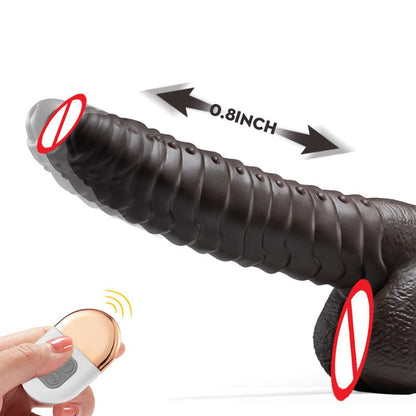 Consolador telescópico de silicona realista con pene falso grande y vibrador 